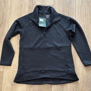 NWT L.L. Bean Charcoal Textured Quarter-Zip Pullover